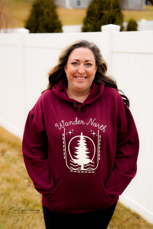 Wander North Hoodie - Maroon - READY TO SHIP!