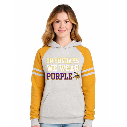 On Sundays We Wear Purple Varsity Hoodie