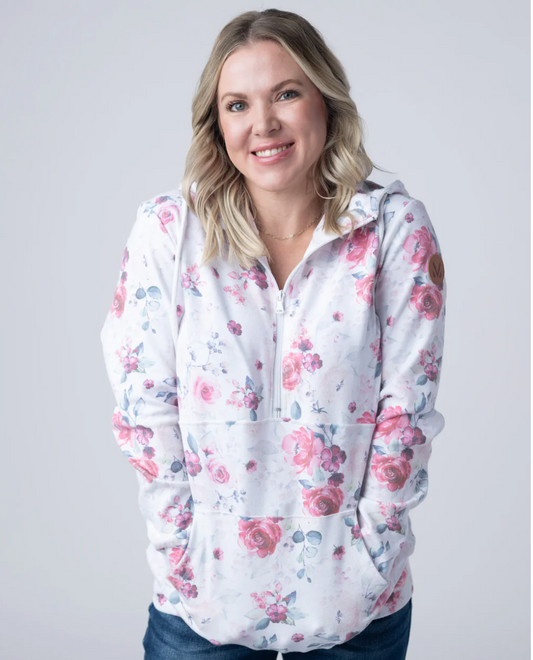 HalfZip Hoodie - Pink Bloom
