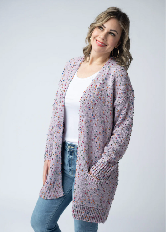 Carly Confetti Dot Cardigan - Lavender