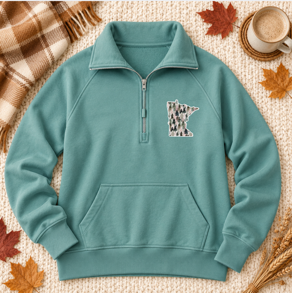 MN Pine Tree 1/2 Zip - Leather Patch