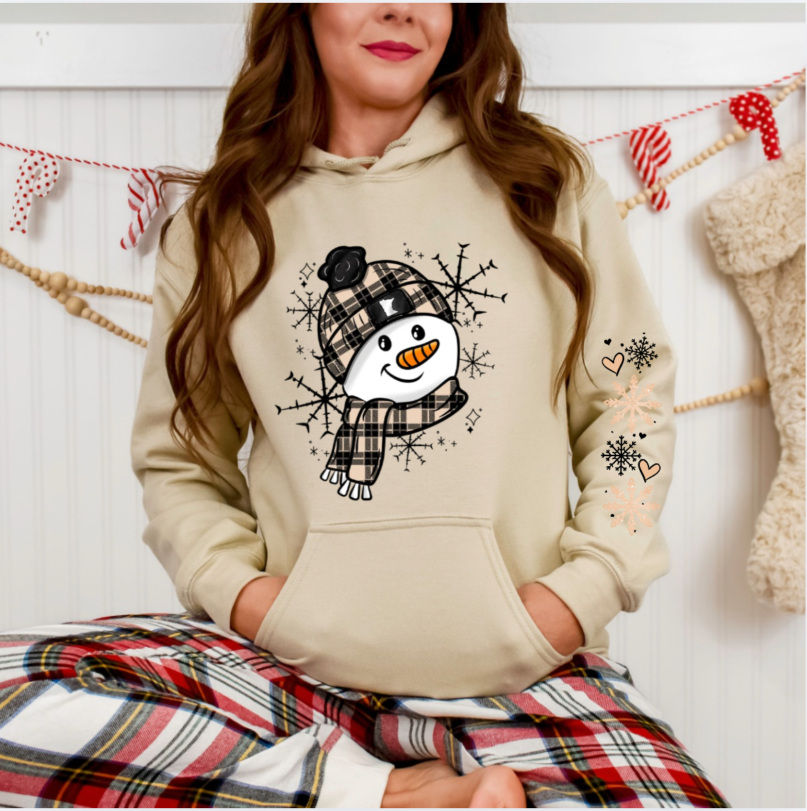 Snowman Hoodie w/Sleeve Designs